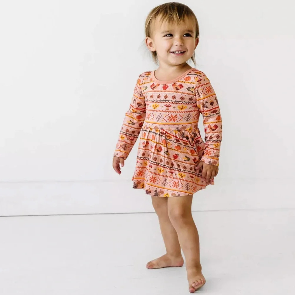 Play by Little Sleepies size 12-18 months Thanksgiving Twirl Dress Bodysuit Fall